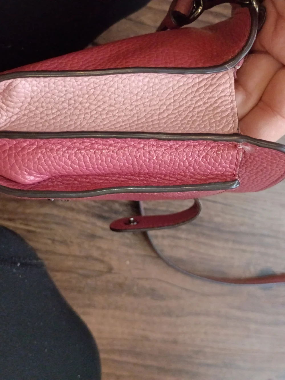 Coach Two-Toned Pink Pebbled Leather Crossbody Wallet